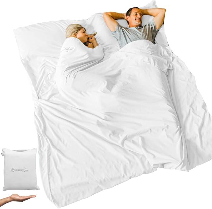 Cotton Sleeping Bag Liner Ultralight | Camping Sheets Lightweight | Travel Sheet | Sleep Sack Adult | Travel Sheet Liners for Hotel | Double