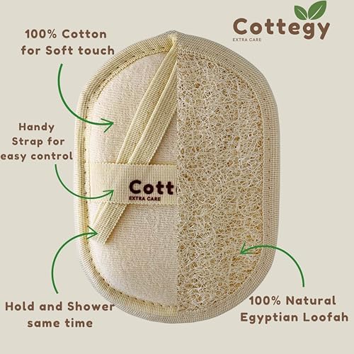 Egyptian Loofah Exfoliating Scrubber - Natural Loofah Exfoliating Body Scrubber - 1 Count (Pack of 2) | Eco-Friendly Bath & Shower Sponge for Face & Body | 100% Natural, Ideal for Men & Women