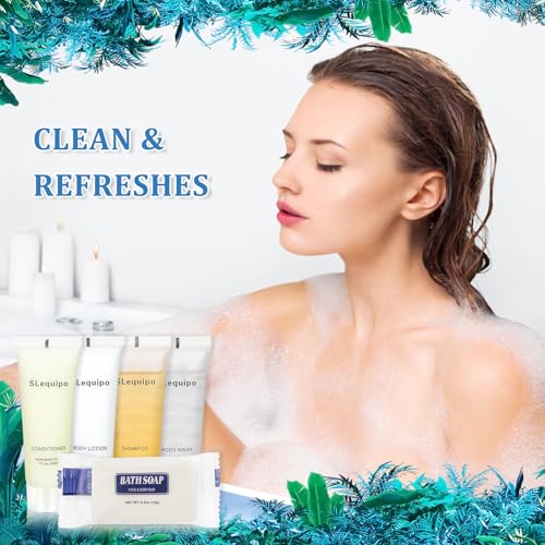 5-IN-1 Hotel Soaps and Toiletries Bulk Set, Hotel Toiletries (100Pcs) 5-Piece Set: 20 Bar Soap 0.5oz, 20 Shampoo, 20 Body Wash, 20 Body Lotion, 20 Conditioner - Mini Guest Toiletries Bulk