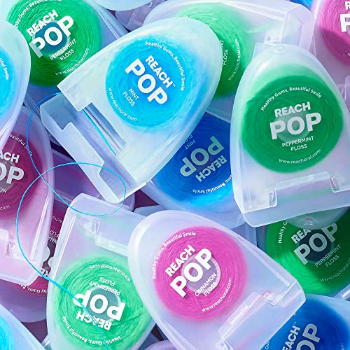 REACH POP Dental Floss, Cinnamon, Plaque Remover for Teeth, Shred Resistant, Vegan Wax, Cruelty Free, Eco Friendly Packaging, Oral Care, PFAS Free, for Adults & Kids, 3 Pack, 54.6 yd