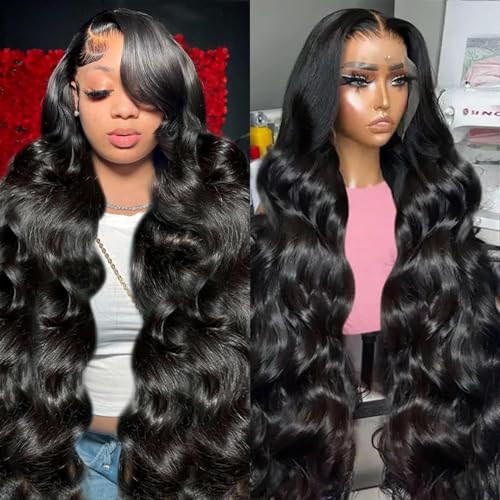 30Inch 13X6 Lace Front Wigs Human Hair Body Wave 200% Density HD Transparent Lace Frontal Wigs Body Wave Pre Plucked Glueless Wigs Human Hair for Women With Baby Hair