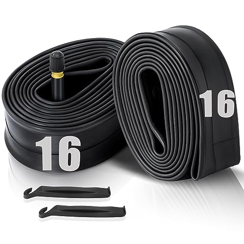 2 Pack 16" Kids Bike Inner Tubes Fit 1.75/1.95/2.125 with 32mm Schrader Valve, 16'' x 1.75/2.125 Tyre Tube with 2PCS Levers, 16'' Bike Tube Compatible with Kids/Road Bikes by Hydencamm (2 of One Size)