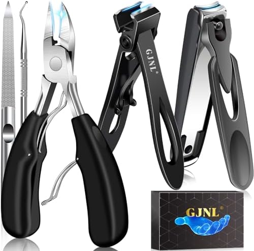 Toenail Clippers for Seniors Thick Nails - 17mm Wide Jaw Nail Clippers for Men, 37mm Heavy Duty Toe Nail Cutter, No Splash Nail Clippers w Catcher for Women