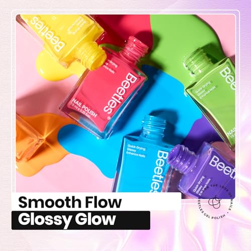 Beetles Neon Nail Polish Set - Quick Dry Nail Polish Kit 12 Colors Hot Pink Green Blue Yellow Red Regular Air Dry Fingernail Polish Pack for Women Gift Beetles Summer Cocktails 12 Colors