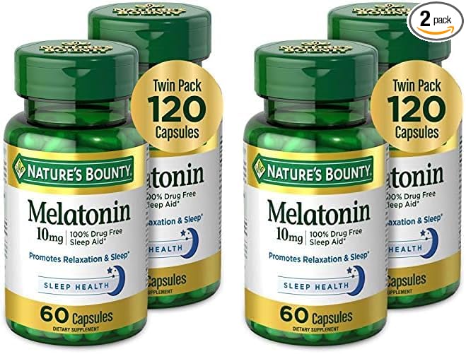 Nature's Bounty Melatonin, Promotes Relaxation and Sleep Health, 10mg, Capsules, 60 Ct (4 Pack)