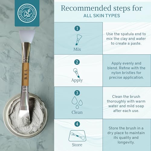 Bare Essentials Living Clay Face Mask Brush (3 Pack, Bamboo) Dual Soft Silicone Face Mask Applicator Brush Tool, Great Facial Essentials, Moisturizer Applicator & Skincare Brush for Facials