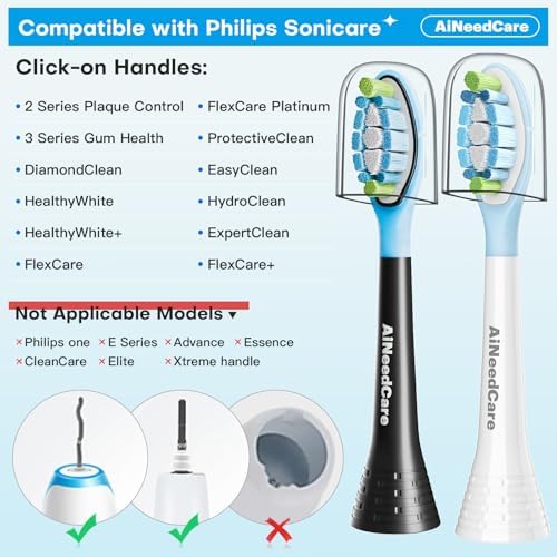 Toothbrush Replacement Heads for Philips Sonicare (6 White+ 6 Black)