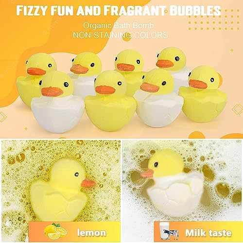 Bath Bombs for Kids with Surprise Inside,8 Pack Kids Bath Bombs Gift Set, Natural and Organic Bubble Bath Fizzy with Bath Toys, Birthday Gifts for Girls Boys