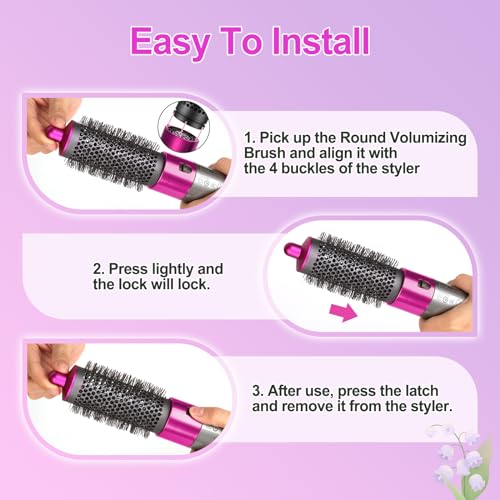 Round Brush Attachment for Dyson Air wrap Oval Round Volumizing Brush for Dyson Airwrap Accessories, Rose