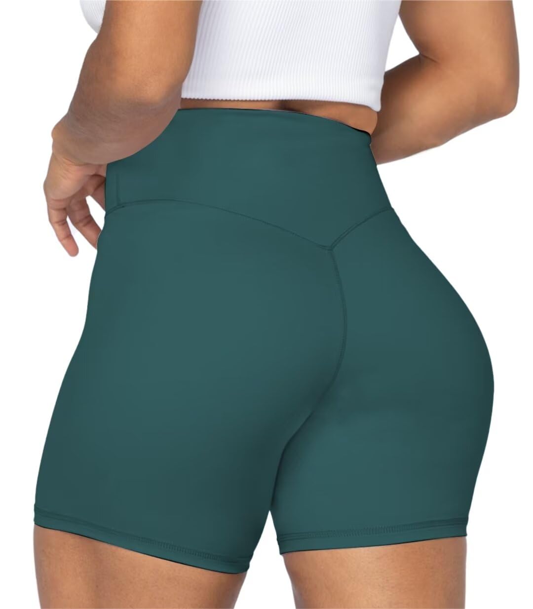 Sunzel No Front Seam High Waist Biker Shorts for Women, Squat Proof Yoga Workout Gym Bike Shorts 5" Forest Green X-Small