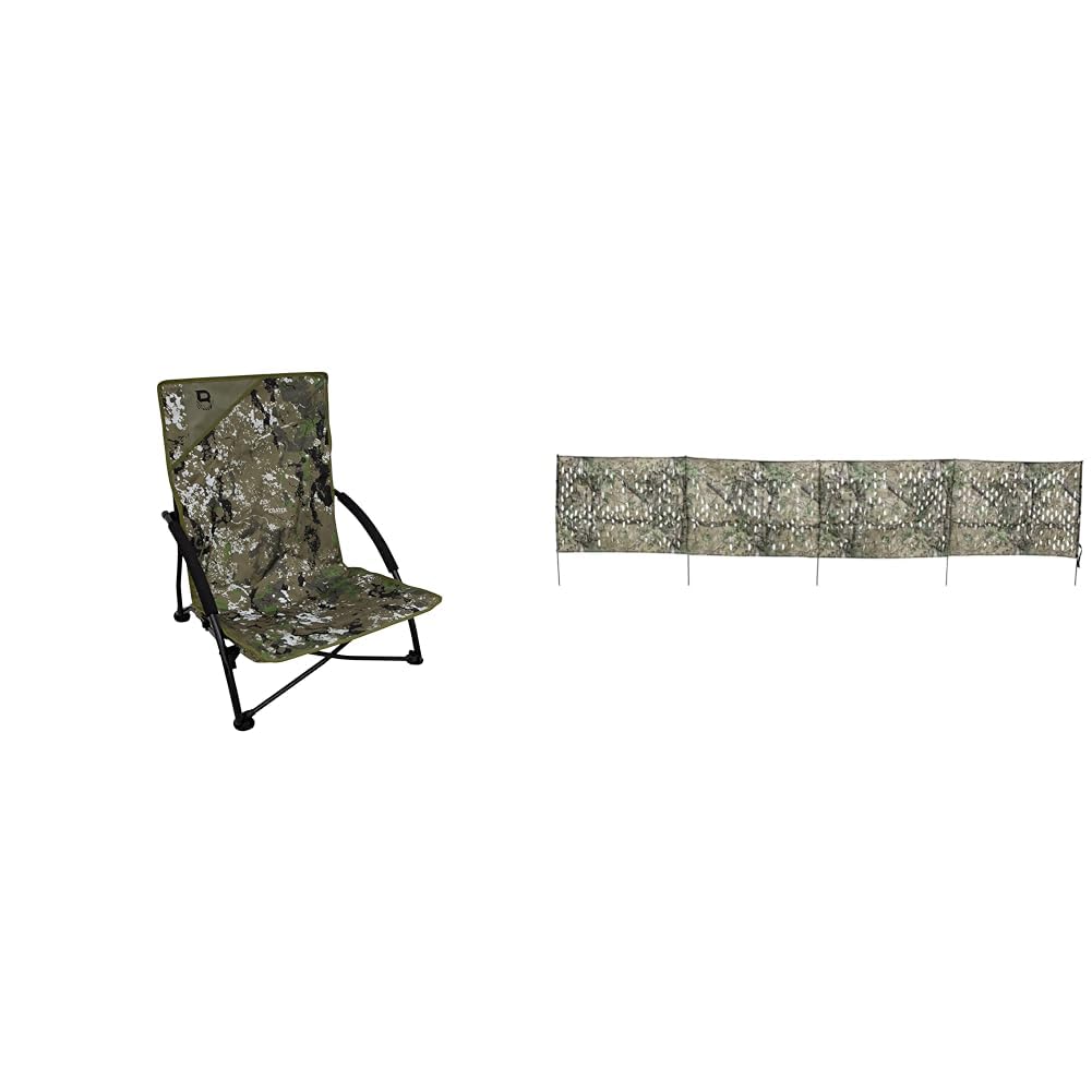 Barronett Ground Gobbler Hunting Chair and Hunters Specialties 27'' X 12' Portable Ground Blind Bundle