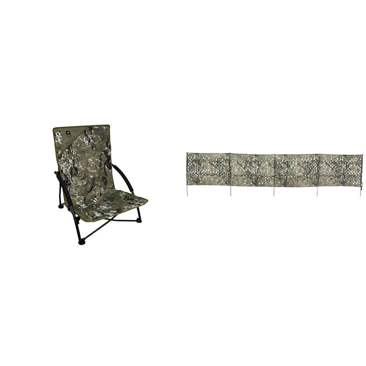 Barronett Ground Gobbler Hunting Chair and Hunters Specialties 27'' X 12' Portable Ground Blind Bundle