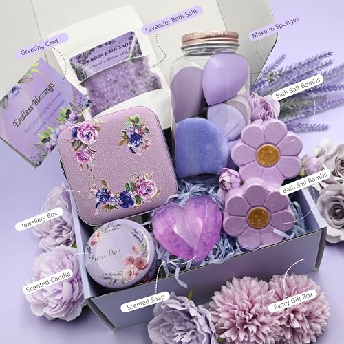Birthday Gifts for Women, Get Well Gift Basket for Teacher Mom Best Friend Sister Wife, Self Care Package Home Spa Bath Set Present, Anniversary Gift Ideas, Bridal Shower Gifts