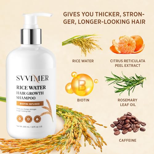 Rice Water Hair Growth Shampoo - Thickening Shampoo with Biotin for Hair Loss and Thinning Hair