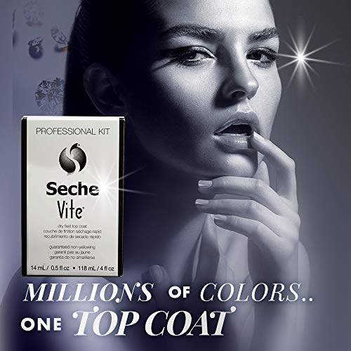 Seche Vite Professional Refill Kit, High-Gloss Clear Top Coat for Natural Nails, Artificial Gels Fiberglass Acrylic Extensions, Quick-Dry Long-Lasting Shine, 1 Kit