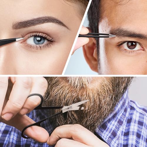 MORGLES Tweezers Set and Nail Clippers, 9 Pcs Stainless Steel Tweezers Kit for Men Professional Manicure Set for Men Grooming Kit with Leather Travel Case