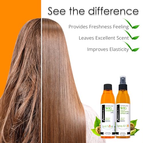 Awesome Human Hair Wig Shampoo & Conditioner, Premium set of 3, Promoting Silkiness, Shine & Freshness I Preventing Dryness (7 fl oz, 2.3 fl oz travel size)