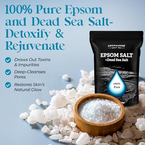 Aromasong Epsom Salt with Dead Sea Salt for Soaking - Bulk 5 Lb - 100% Pure Bath Salt, Foot & Muscle Soak