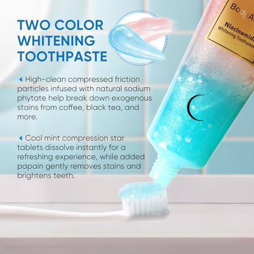 Niacinamide Whitening Toothpaste, BodyAccel Niacinamide Intensive Whitening Toothpaste with Natural Gentle Care Deep Stain Removal Clean Peach Flavor, Improves Gum Health, Fresh Breath (1)