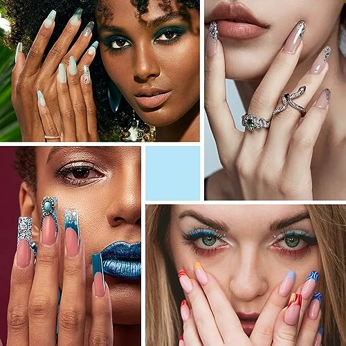 Acrylic Nail Brush Size 10, 100% Pure Kolinsky 3D Art Nail Brush with Gradient Blue Handle, Art Design Powder Nail Brush Pen for Nails Extension & Carving, Acrylic Application Tools