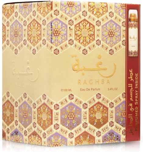 Lattafa Raghba 2-piece Set for Unisex (3.4 Oz Eau de Parfum Spray + 1.7 Oz Perfumed Deodorant Spray)
