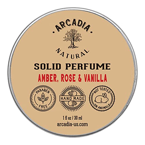 Amber, Rose and Vanilla - Handcrafted with natural oils and butters, Vegan and alcohol-Free perfume
