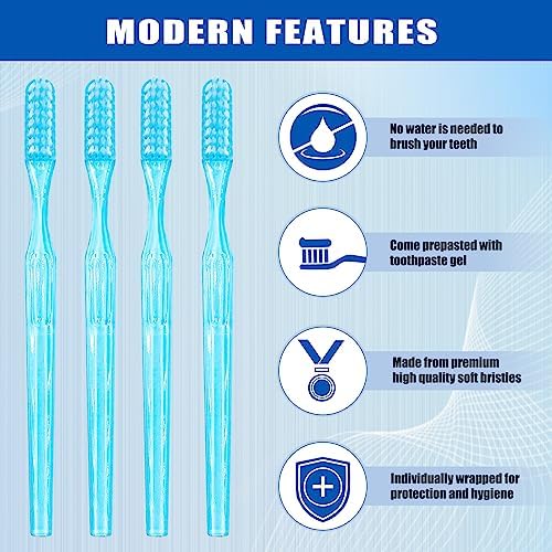 Disposable Toothbrushes with Toothpaste Adult Pre-Pasted Disposable Toothbrushes Travel Toothbrushes with Toothpaste Bulk Toothbrushes Waterless Toothbrush Individually Wrapped Mint-100Pcs