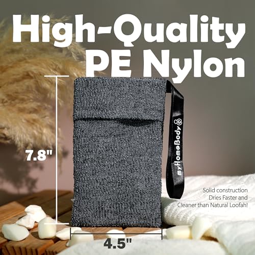 myHomeBody Soap Pocket Exfoliating Pouch, Body Scrubber Sponge, Exfoliator for Bath, Shower or Leftover Bits Saver, Graphite Gray, 2 Pack + 2 Lift Pads