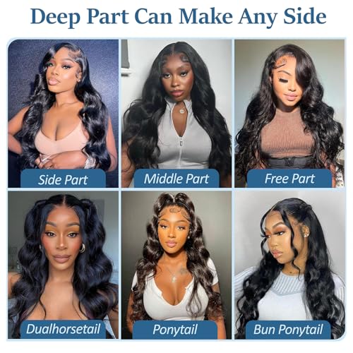 220 Density 30 Inch Body Wave Lace Front Wigs Human Hair, 13x6 HD Transparent Lace Front Wigs Human Hair Glueless Frontal Body Wave Wig for Women, Pre Plucked, Tangle Free, Average Cap, 30 Inch