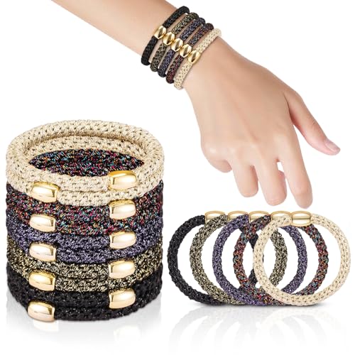 FORENEE Hair Ties No Damage - 10PCS Ponytail Holders - Elastic Hair Ties for Thick Hair - Braided Hair Bands for Women Girls's Hair - Bright Star