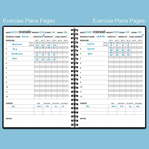 Fitness Planner for Women & Men - A5 Workout Log Book/Exercise Workout Log to Track Weight Loss, GYM, Bodybuilding Progress - Daily Health & Wellness Workout Journals, 5.8X8.25 In Workout Book