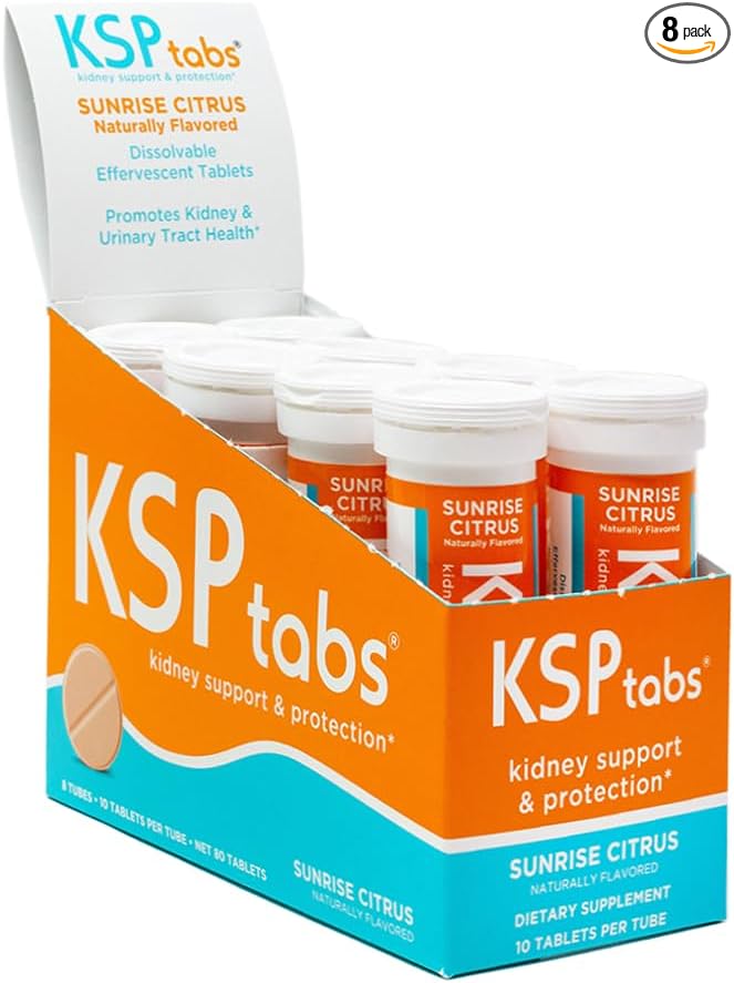 Sunrise Citrus All Natural Hydration & Kidney Health Supplement to Combat Calcium Oxalate Crystal Formation, 80 Tablets