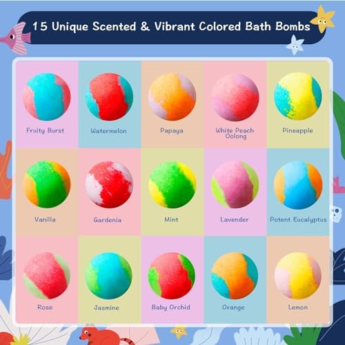 30 Kids Bath Bombs with Surprise Inside – Gift Set with 30 Unique Land & Sea Animal Toys, Fun, Educational, and Child-Safe Natural Bath Bombs with Toys, Great Gift for Kids’ Birthdays & Summer Fun