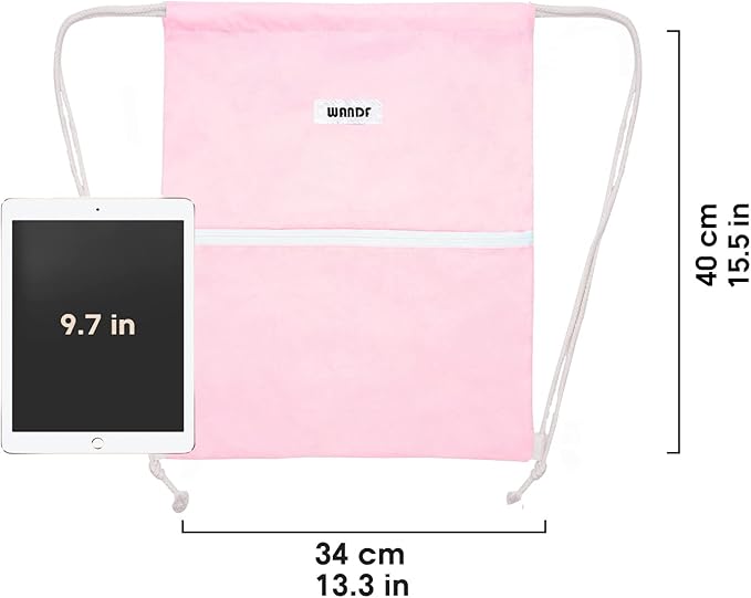 WANDF Drawstring Backpack String Bag Sackpack Cinch Water Resistant Nylon for Sport Yoga Gym Shopping (Light Pink)