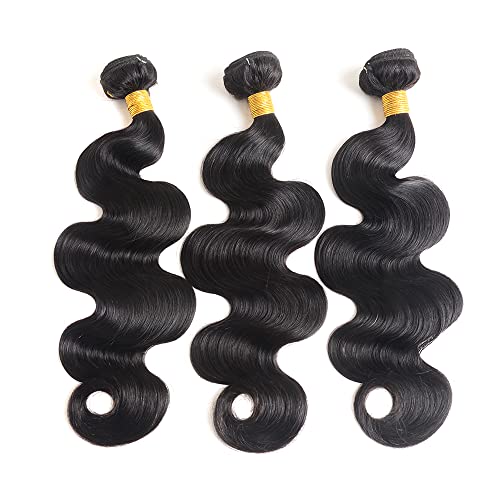 Aspumod 12A Human Hair Bundles Body Wave 3 Bundles Human Hair 16 18 20 Inch 100% Unprocessed Brazilian Virgin Hair Bundles Deals Human Hair Weave Body Wave Human Hair Extensions Natural Color