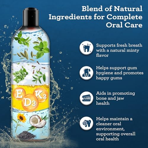 GuruNanda Advanced Oil Pulling Mouthwash for Enhanced Oral Care with Sesame & Oregano Oil, Promotes Deep Cleaning for Healthy Teeth & Gums, Alcohol-Free, 8 Oz