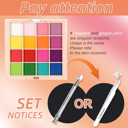 Nail Pigment Powder Palette Set, 16 Colors Ombre Nail Powder Palette with 100pcs Sponges & Tweezers French Aura Nails Ombre Nail Brush Nail Long-lasting Manicure Art DIY Accessories