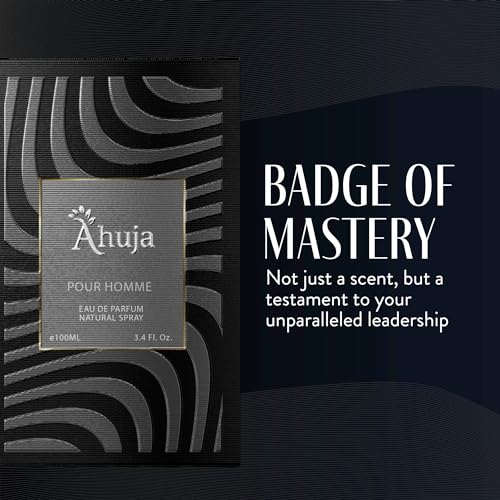 AHUJA Pour Homme Eau de Parfum for Men 3.4 fl oz - Men's Fragrance - Long Lasting Perfume for Men Original Citrus & Fruity Symphony Cologne for Men - Luxury Scent Gift for Men EDP