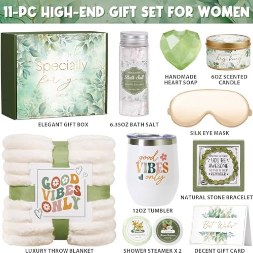 Birthday Gifts for Women Self Care Gifts, Relaxing Spa Gifts Baskets Get Well Soon Gifts Care Package for Women with Blanket, Unique Gifts Idea for Mom Mother Her Wife Girlfriend Best Friend Sister