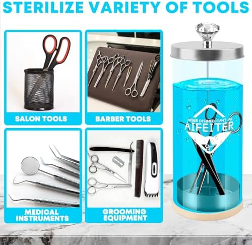 Barbicide 42 oz Disinfectant Jar with Stainless Steel Tray, Sterilizing Jar for Salon or Nail Spa
