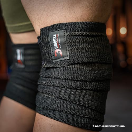 DMoose Knee Wraps for Weightlifting - 78" Length Heavy Duty Knee Straps Pair - Avoid Knee Injury - Provides Joint Stability I Cross Training & WODs I Compression & Elastic Support