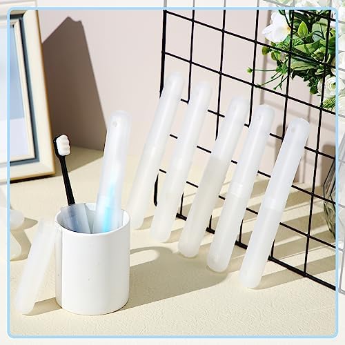 60 Pieces Plastic Toothbrush Holders Portable Travel Toothbrush Case Cover Protector Case Holders for Indoor Outdoor Travel Trip Home Camping School (Clear)