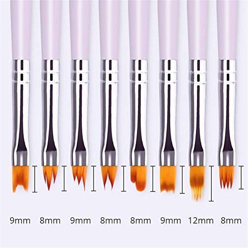 8 Pcs Nail Brush Pen Premium Upgrade Wood Handle, Gradient Painting Brush Set UV Gel Flower Drawing Pen Purple Wood Handle Manicure Nail Art Polish Pen Tool, Valentine's Day present (8 amazing nail brushes)