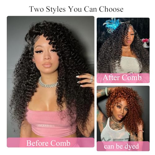 26 Inch Deep Wave Lace Front Wigs Human Hair 13x6 Hd Transparent Deep Curl Lace Front Wigs 200% Density Deep wave Human Hair Wig Pre Plucked Glueless Curly Lace Frontal Wigs Human Hair
