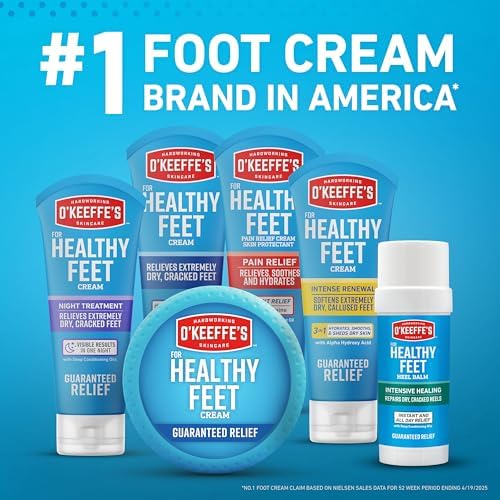 O'Keeffe's for Healthy Feet Night Treatment Foot Cream-7 oz Tube (1 Pack)-Guaranteed Overnight Relief for Extremely Cracked, Dry Feet, Repairing Skincare, Instantly Boosts and Retains Moisture Levels