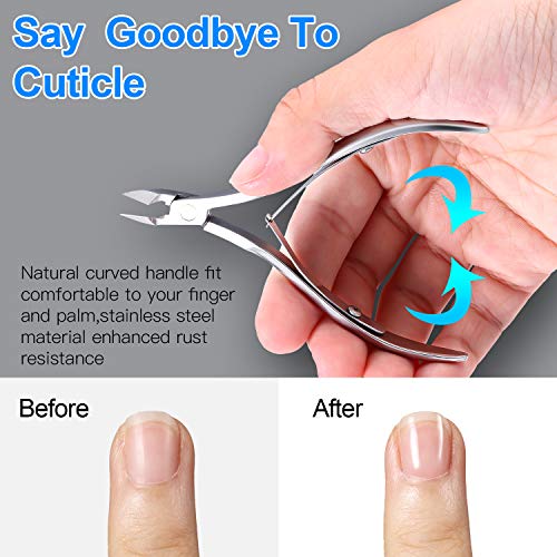 8 Pieces Cuticle Trimmer Stainless Steel Cuticle Nippers Pointed Blade Dead Skin Cutter Clipper Remover Scissors Manicure Tools for Fingernails and Toenails(Silver)