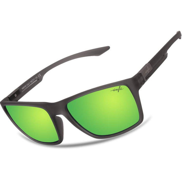 INFI Fishing Polarized Sunglasses for Men Women Driving Running Golf Glasses Green Mirrored UV Protection Designer Style Unisex (rubberized crystal grey)