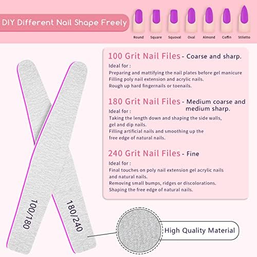 50 Pcs Nail File Set, Emery Board Nail Files for Natural Nails 180/240 Grit Nail File for Natural Nail Shaping Nail Filers Manicure Tools