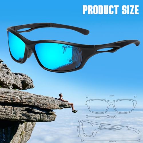 Joopin Sport Sunglasses Lightweight Running Glasses Polarized UV400 Trendy Wrap Around Shades for Women Men Sunnies (White Mirrored Green)