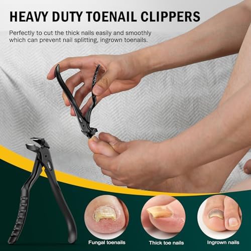 FVION Toenail Clippers for Seniors, Upgraded Long Handle Angled Head Toenail Clippers for Thick Toenails and Fingernails (Black)